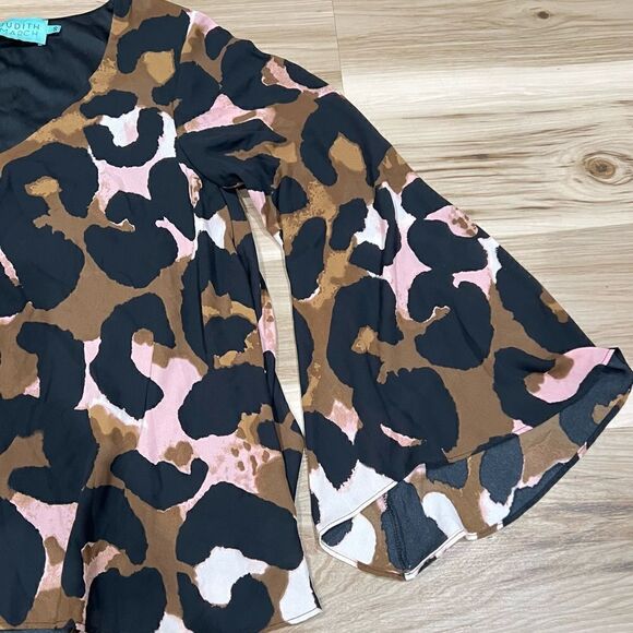 Judith March Leopard Print Bell Sleeve Blouse Top Women’s Small - Picture 3 of 4